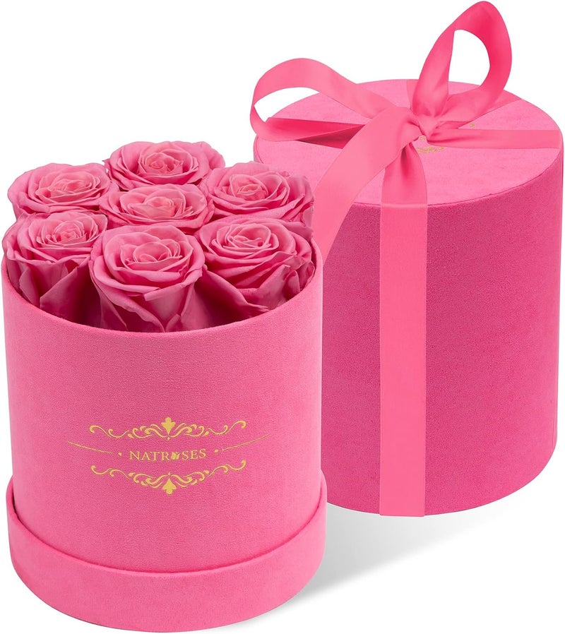 NATROSES 7 Piece Preserved Roses in Pink Box - Image 3